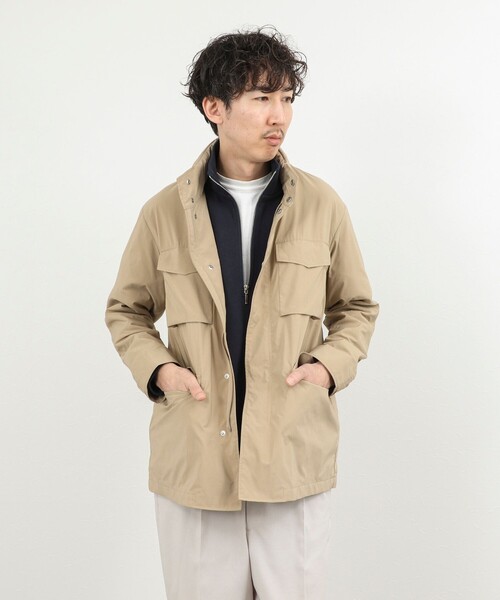 NOLLEY’S(ノーリーズ)の「【ダントツ撥水】M65タイプフードブルゾン 26SS / ウォッシャブル / パッカブル(ブルゾン・メンズ・ネイビー/グレイッシュブルー/ベージュ・L/M/S/XL)」の14枚目の写真