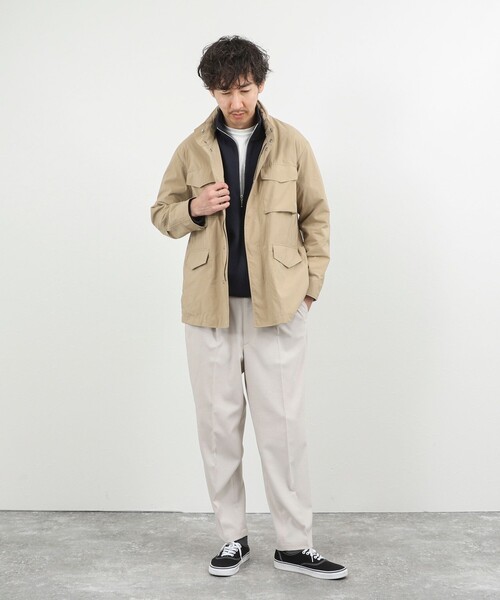 NOLLEY’S(ノーリーズ)の「【ダントツ撥水】M65タイプフードブルゾン 26SS / ウォッシャブル / パッカブル(ブルゾン・メンズ・ネイビー/グレイッシュブルー/ベージュ・L/M/S/XL)」の18枚目の写真