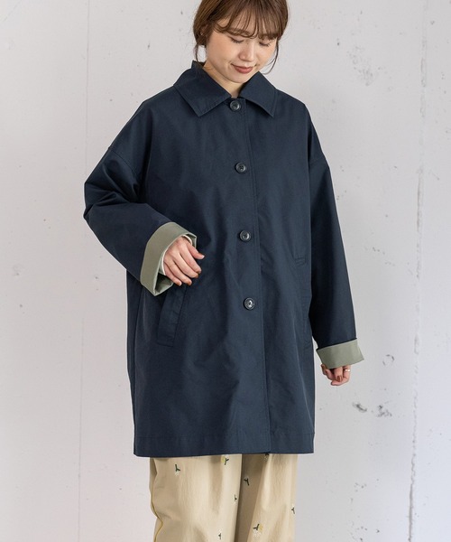 POU DOU DOU(プードゥドゥ)の「ミドル丈ステンカラーコート(その他アウター・レディース・ネイビー/ベージュ/カーキ・3)」の3枚目の写真