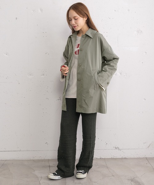 POU DOU DOU(プードゥドゥ)の「ミドル丈ステンカラーコート(その他アウター・レディース・ネイビー/ベージュ/カーキ・3)」の5枚目の写真