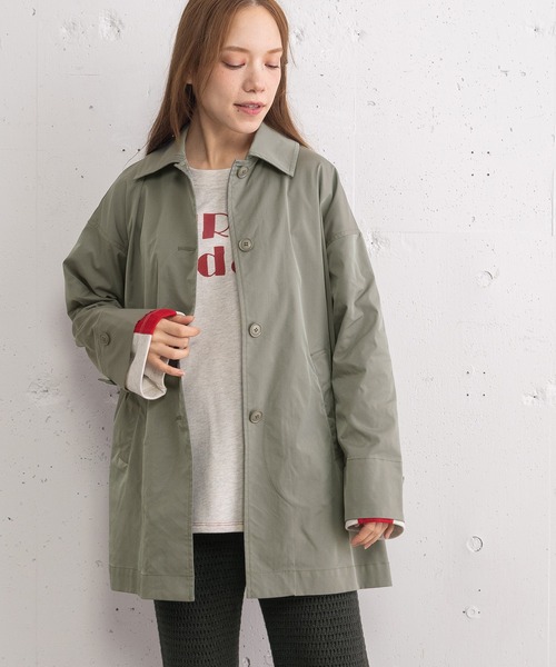 POU DOU DOU(プードゥドゥ)の「ミドル丈ステンカラーコート(その他アウター・レディース・ネイビー/ベージュ/カーキ・3)」の8枚目の写真