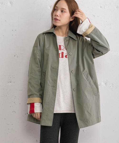 POU DOU DOU(プードゥドゥ)の「ミドル丈ステンカラーコート(その他アウター・レディース・ネイビー/ベージュ/カーキ・3)」の10枚目の写真