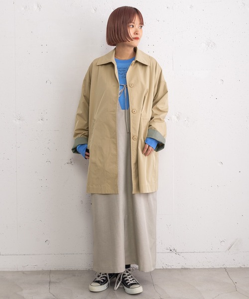 POU DOU DOU(プードゥドゥ)の「ミドル丈ステンカラーコート(その他アウター・レディース・ネイビー/ベージュ/カーキ・3)」の13枚目の写真