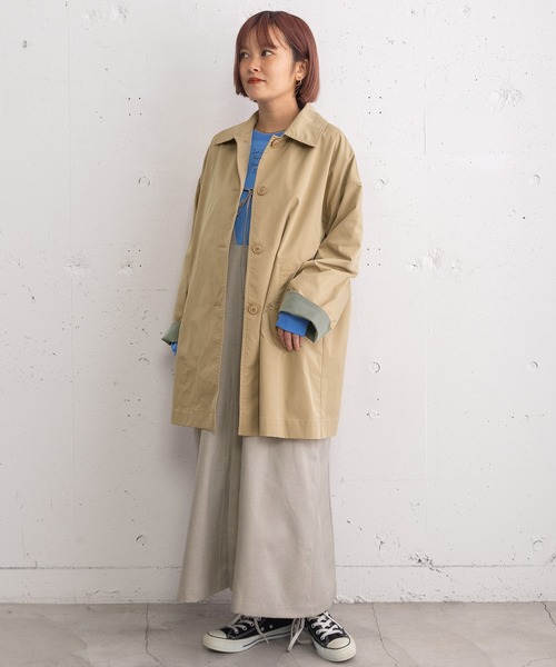 POU DOU DOU(プードゥドゥ)の「ミドル丈ステンカラーコート(その他アウター・レディース・ネイビー/ベージュ/カーキ・3)」の14枚目の写真