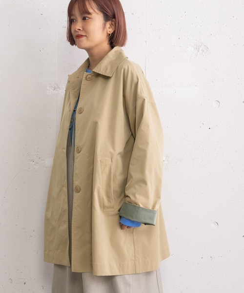 POU DOU DOU(プードゥドゥ)の「ミドル丈ステンカラーコート(その他アウター・レディース・ネイビー/ベージュ/カーキ・3)」の18枚目の写真