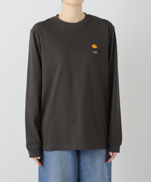 TOGA PULLA(トーガ プルラ)の「TOGA PULLA EMBROIDERY L/S TZ261-JK951:カットソー(Tシャツ/カットソー・レディース・パープル/チャコールグレー・LARGE/MEDIUM)」の6枚目の写真