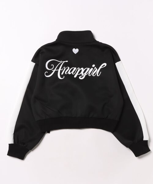 ANAP GiRL(アナップガール)の「前シャーリングジャージブルゾン(ブルゾン・キッズ・ブラック/ホワイト×ブラック/ライトブルー・M/S/XS)」の7枚目の写真
