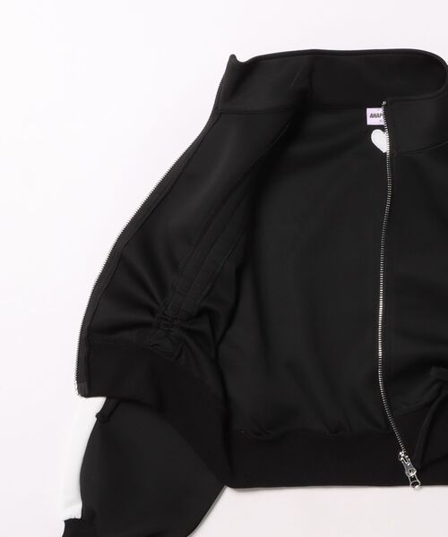 ANAP GiRL(アナップガール)の「前シャーリングジャージブルゾン(ブルゾン・キッズ・ブラック/ホワイト×ブラック/ライトブルー・M/S/XS)」の8枚目の写真