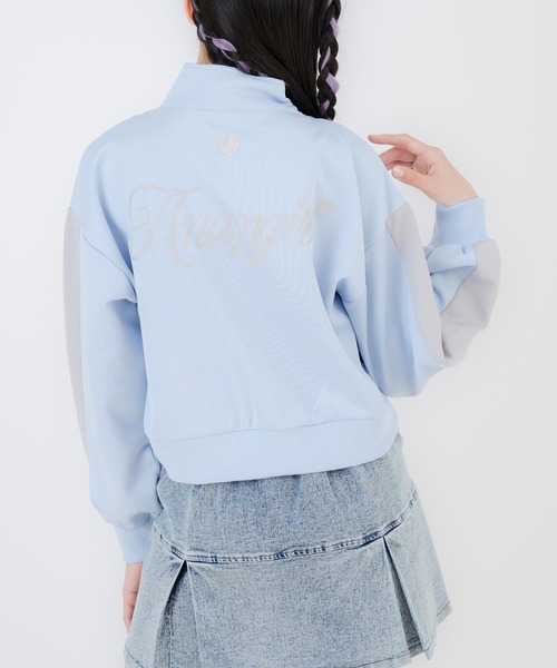 ANAP GiRL(アナップガール)の「前シャーリングジャージブルゾン(ブルゾン・キッズ・ブラック/ホワイト×ブラック/ライトブルー・M/S/XS)」の15枚目の写真