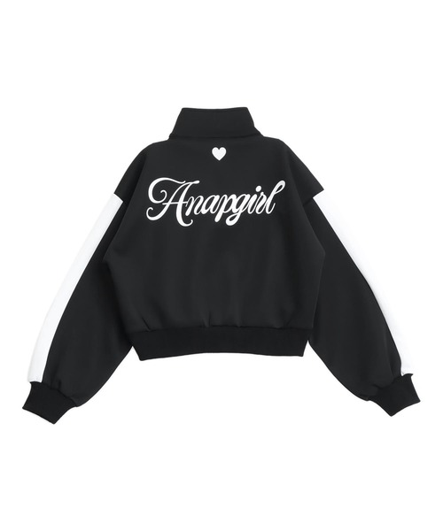 ANAP GiRL(アナップガール)の「前シャーリングジャージブルゾン(ブルゾン・キッズ・ブラック/ホワイト×ブラック/ライトブルー・M/S/XS)」の18枚目の写真