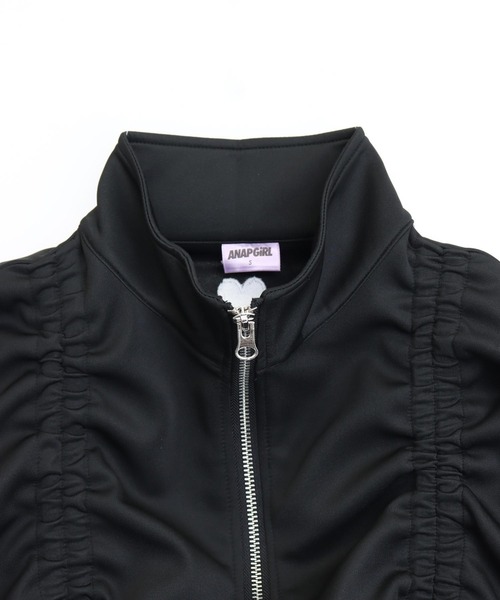 ANAP GiRL(アナップガール)の「前シャーリングジャージブルゾン(ブルゾン・キッズ・ブラック/ホワイト×ブラック/ライトブルー・M/S/XS)」の11枚目の写真