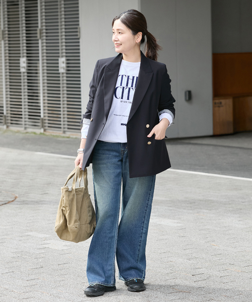 JOURNAL STANDARD(ジャーナルスタンダード)の「4B ダブルブレステッドジャケット(テーラードジャケット・レディース・ブラック/ネイビー・36/38)」の4枚目の写真