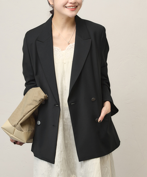 JOURNAL STANDARD(ジャーナルスタンダード)の「4B ダブルブレステッドジャケット(テーラードジャケット・レディース・ブラック/ネイビー・36/38)」の7枚目の写真