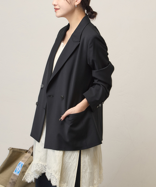 JOURNAL STANDARD(ジャーナルスタンダード)の「4B ダブルブレステッドジャケット(テーラードジャケット・レディース・ブラック/ネイビー・36/38)」の8枚目の写真