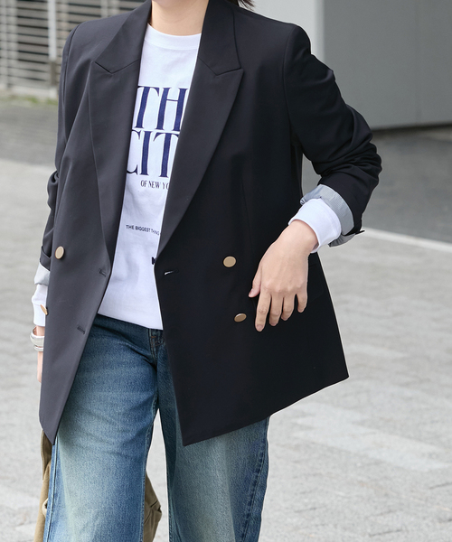 JOURNAL STANDARD(ジャーナルスタンダード)の「4B ダブルブレステッドジャケット(テーラードジャケット・レディース・ブラック/ネイビー・36/38)」の16枚目の写真