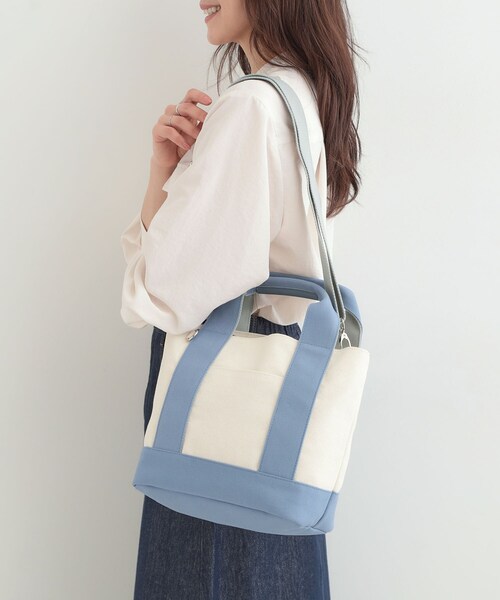 SHOO・LA・RUE（シューラルー）の「配色キャンバストートバッグ（トートバッグ・レディース・グレー系4/ブルー系4/ブラック系4・00）」の8枚目の写真
