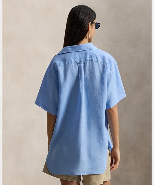 POLO RALPH LAUREN(ポロ ラルフ ローレン)の「オーバーサイズ フィット リネン ショートスリーブ シャツ(シャツ/ブラウス・レディース・ブルー・S/M/L/XS/XXS)」の6枚目の写真