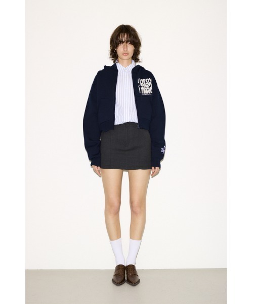 SLY（スライ）の「ESQWE LOGO KNIT ZIP PKTHROW エスクェロゴニットジップパーカー 春服（パーカー・レディース・ネイビー/ライトブラック・FREE）」の6枚目の写真