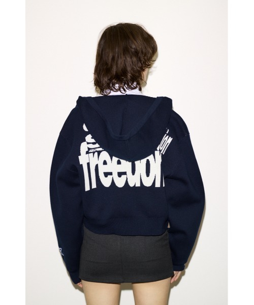 SLY（スライ）の「ESQWE LOGO KNIT ZIP PKTHROW エスクェロゴニットジップパーカー 春服（パーカー・レディース・ネイビー/ライトブラック・FREE）」の7枚目の写真