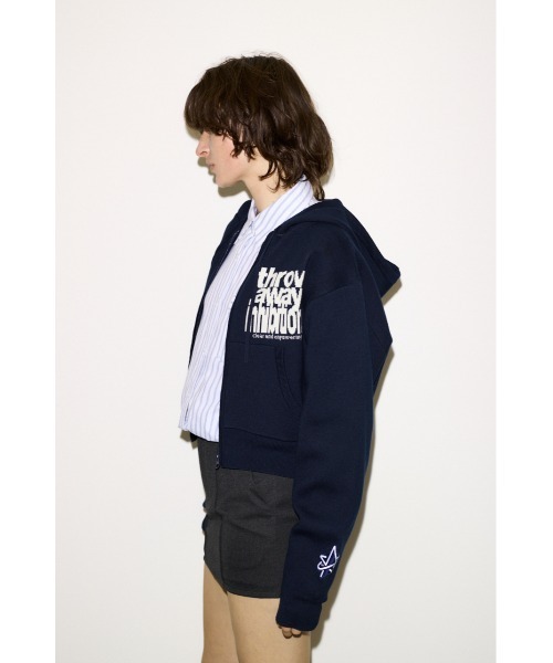 SLY（スライ）の「ESQWE LOGO KNIT ZIP PKTHROW エスクェロゴニットジップパーカー 春服（パーカー・レディース・ネイビー/ライトブラック・FREE）」の8枚目の写真