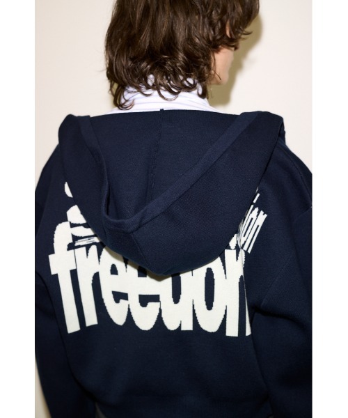 SLY（スライ）の「ESQWE LOGO KNIT ZIP PKTHROW エスクェロゴニットジップパーカー 春服（パーカー・レディース・ネイビー/ライトブラック・FREE）」の9枚目の写真