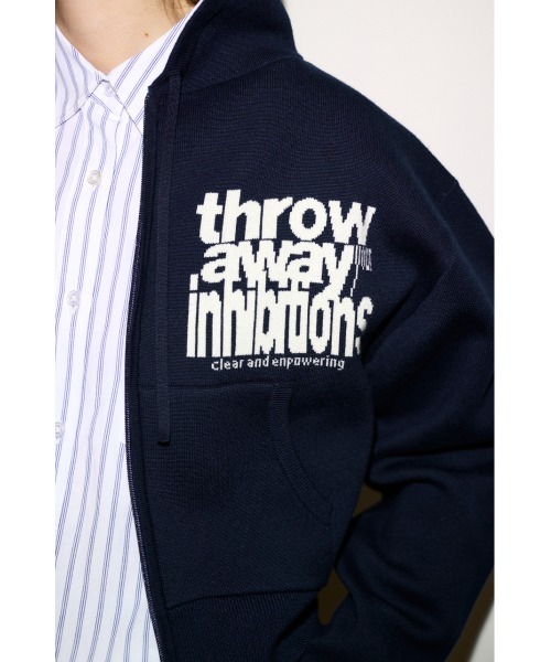 SLY（スライ）の「ESQWE LOGO KNIT ZIP PKTHROW エスクェロゴニットジップパーカー 春服（パーカー・レディース・ネイビー/ライトブラック・FREE）」の11枚目の写真