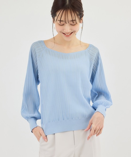 ROPE' PICNIC(ロペピクニック)の「シャイニープリーツニット(ニット/セーター・レディース・サックスブルー/キナリ/ブラック・FREE)」の16枚目の写真