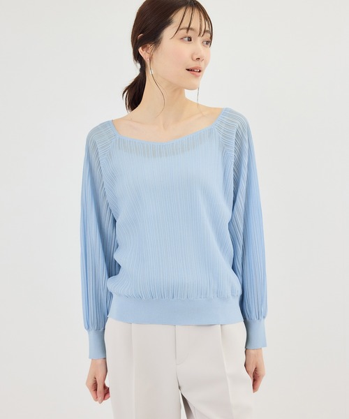 ROPE' PICNIC(ロペピクニック)の「シャイニープリーツニット(ニット/セーター・レディース・サックスブルー/キナリ/ブラック・FREE)」の19枚目の写真