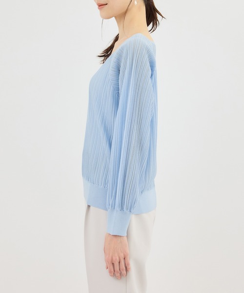 ROPE' PICNIC(ロペピクニック)の「シャイニープリーツニット(ニット/セーター・レディース・サックスブルー/キナリ/ブラック・FREE)」の9枚目の写真