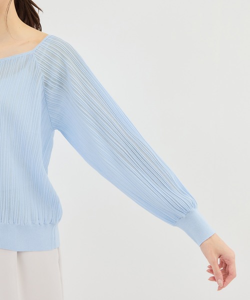 ROPE' PICNIC(ロペピクニック)の「シャイニープリーツニット(ニット/セーター・レディース・サックスブルー/キナリ/ブラック・FREE)」の12枚目の写真