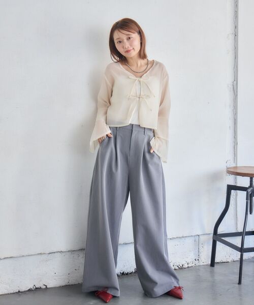RETRO GIRL(レトロガール)の「ワイドスラックスPT(スラックス・レディース・ライトグレー/ベージュ/ブルー・MEDIUM/LARGE)」の8枚目の写真