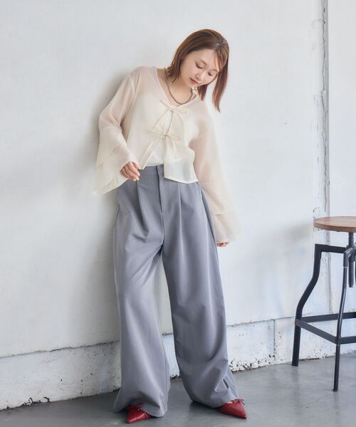 RETRO GIRL(レトロガール)の「ワイドスラックスPT(スラックス・レディース・ライトグレー/ベージュ/ブルー・MEDIUM/LARGE)」の9枚目の写真