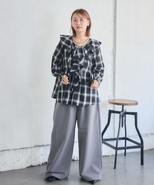 RETRO GIRL(レトロガール)の「ワイドスラックスPT(スラックス・レディース・ライトグレー/ベージュ/ブルー・MEDIUM/LARGE)」の13枚目の写真