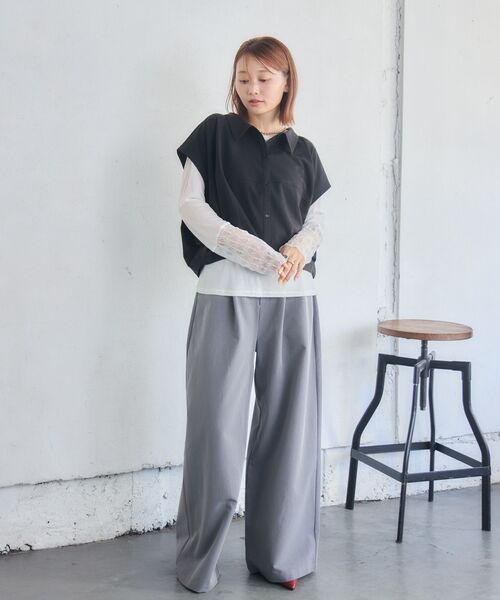 RETRO GIRL(レトロガール)の「ワイドスラックスPT(スラックス・レディース・ライトグレー/ベージュ/ブルー・MEDIUM/LARGE)」の14枚目の写真