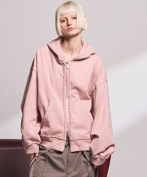 UNISEX》Gathered Hood Prime-over Zip Parka/ギャザーフーディー