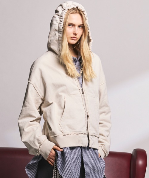 UNISEX》Gathered Hood Prime-over Zip Parka/ギャザーフーディー