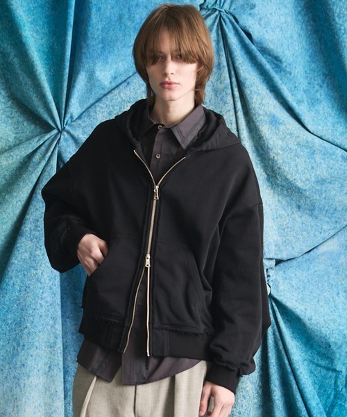 UNISEX》Gathered Hood Prime-over Zip Parka/ギャザーフーディー