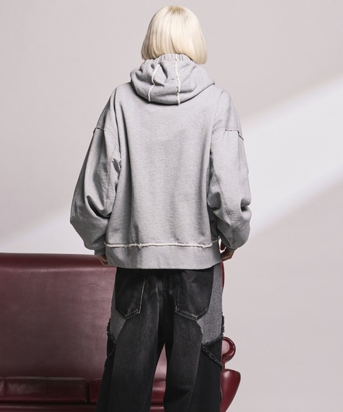 UNISEX》Gathered Hood Prime-over Zip Parka/ギャザーフーディー