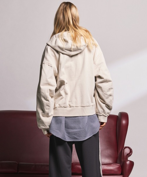 UNISEX》Gathered Hood Prime-over Zip Parka/ギャザーフーディー