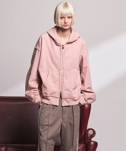 UNISEX》Gathered Hood Prime-over Zip Parka/ギャザーフーディー
