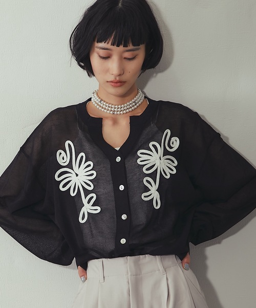 GASA*ガサ リネン刺繍オーバーブラウス カーディガン 希少品 シアー刺繍カーディガン（シャツ/ブラウス）｜ANOTHER S（アナザーエス