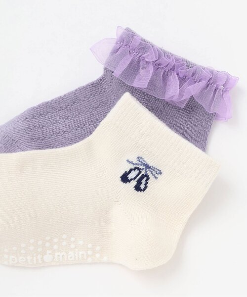 petit main(プティマイン)の「バレエショートソックス2P(ソックス/靴下・キッズ・ラベンダー/オフホワイト/キナリ・L(18-20cm)/M(16-18cm)/11-13cm/S(13-15cm))」の9枚目の写真