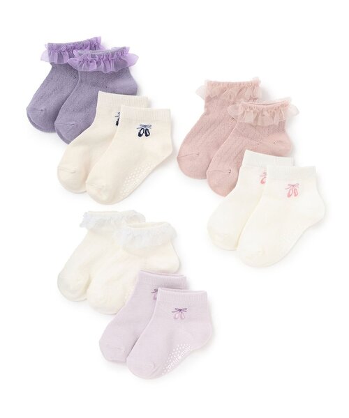 petit main(プティマイン)の「バレエショートソックス2P(ソックス/靴下・キッズ・ラベンダー/オフホワイト/キナリ・L(18-20cm)/M(16-18cm)/11-13cm/S(13-15cm))」の5枚目の写真