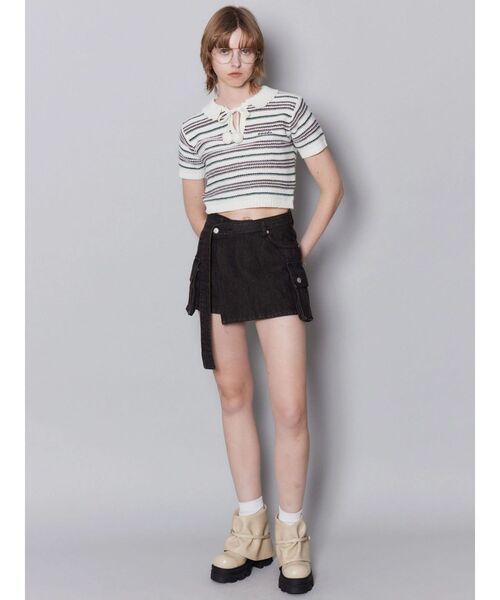 EMODA(エモダ)の「ボーダーポロニット(ニット/セーター・レディース・ブラック/ブラウン/ホワイト・FREE)」の7枚目の写真