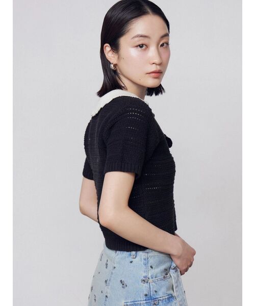 EMODA(エモダ)の「ボーダーポロニット(ニット/セーター・レディース・ブラック/ブラウン/ホワイト・FREE)」の11枚目の写真