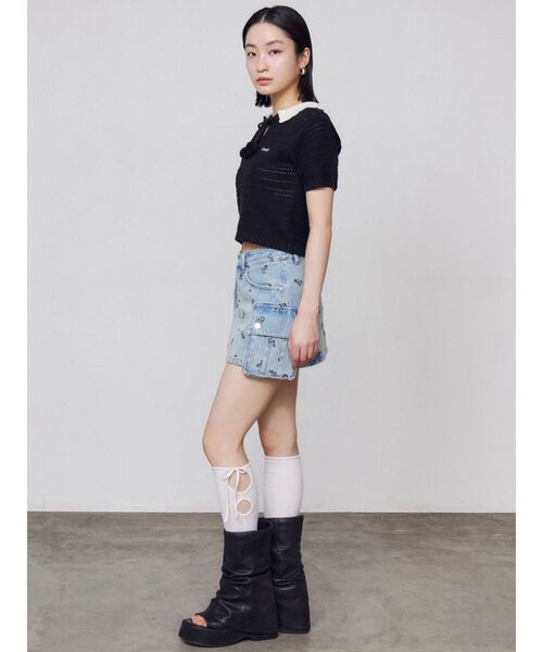 EMODA(エモダ)の「ボーダーポロニット(ニット/セーター・レディース・ブラック/ブラウン/ホワイト・FREE)」の14枚目の写真