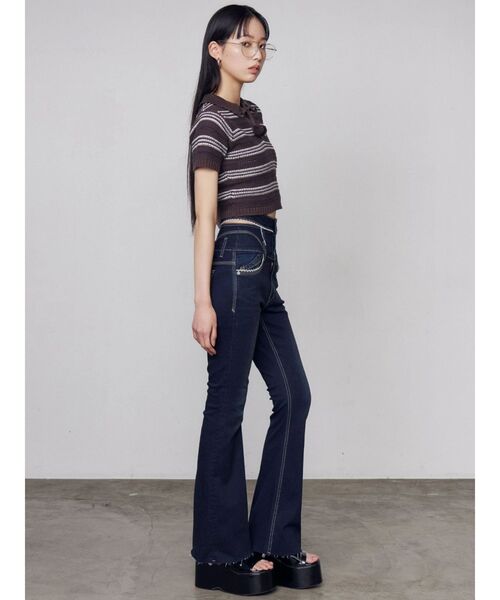 EMODA(エモダ)の「ボーダーポロニット(ニット/セーター・レディース・ブラック/ブラウン/ホワイト・FREE)」の18枚目の写真