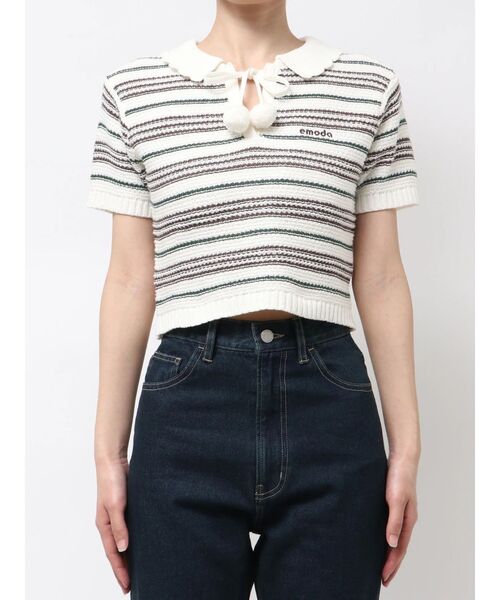 EMODA(エモダ)の「ボーダーポロニット(ニット/セーター・レディース・ブラック/ブラウン/ホワイト・FREE)」の19枚目の写真