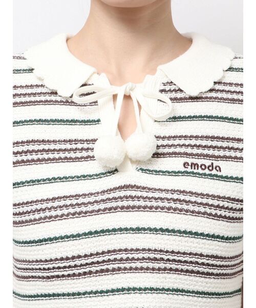 EMODA(エモダ)の「ボーダーポロニット(ニット/セーター・レディース・ブラック/ブラウン/ホワイト・FREE)」の22枚目の写真