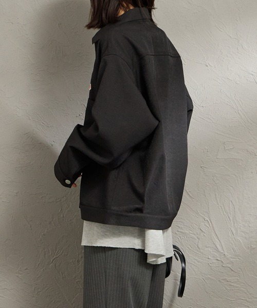 DANTON（ダントン）の「【WEB限定】[DANTON/ダントン] ワンポイントロゴ シャツブルゾン（その他アウター・レディース・ブラック/グレイッシュベージュ・40/42）」の10枚目の写真